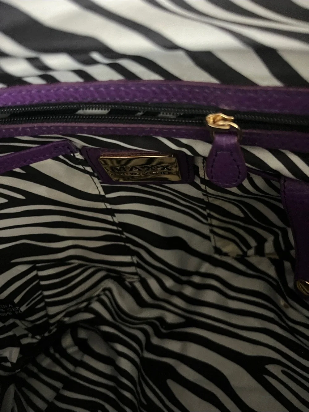 MAXX New York Purple Leather Tassel Crossbody Bag